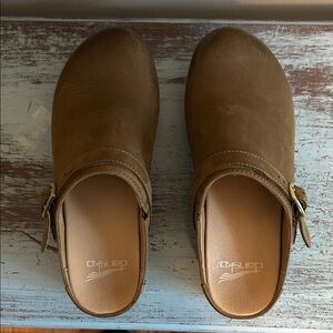 Dansko Tan Leather Slip-On Clogs